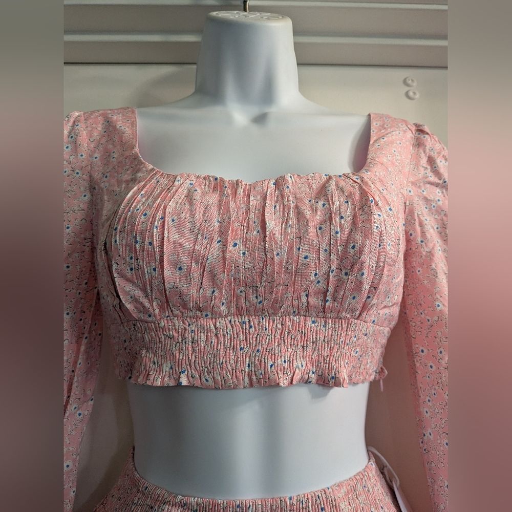 Princess Polly Pink Floral Mini Skirt Set. The Susanna Set Blush Size 0 - Picture 7 of 10